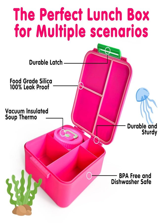 Doiaz Kidz Bento Lunch Box with Soup Thermo, 4 Compartments Lunch Box Containers Leak proof, Insulated Food Jar for Travel Picnic - Image 5